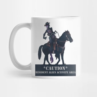 caution resident alien activity area Mug